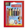 Stabilo Woody 3 en 1 Lápices de Colores Surtidos con Sacapuntas, Estuche de 6 Unidades